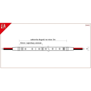 Taśma LED 12V 5m ciepła 24W IP20 2700K [13190000395]